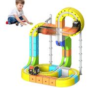 Clickrail Set di traini magnetici per auto, Electric Train Set, set di binari magnetici fai da te per bambini, Blocchi Magnetici e Treno Motorizzato, layout incorporati 3D anti-gravità (105PCS)