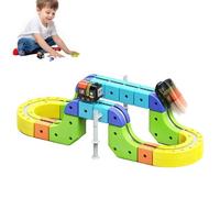 Clickrail Set di traini magnetici per auto, Electric Train Set, set di binari magnetici fai da te per bambini, Blocchi Magnetici e Treno Motorizzato, layout incorporati 3D anti-gravità (65PCS)