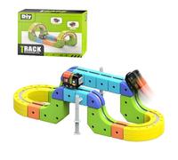 Clickrail, set di treni elettrici flessibili, mattoncini magici con layout 3D, blocchi magnetici e treno motorizzato, regalo giocattolo per bambini (62 pezzi)