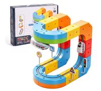Clickrail Set Trenino Elettrico, DIY Cube Track, 3D Klickrail Pista Magnetica Macchinine, Magic Rail Block Train Blocchi Costruzioni, Percorso Gravità, Regalo Treno Elettrico per Bambini (51 Pezzi)