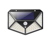 CLICLED Applique Esterno LED con Pannello Solare e Sensore di Movimento Crepuscolare 100 LED, Luce Fredda 600 Lumens, IP65, Nero, 10h x 13,5l x 6,5s cm