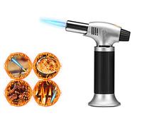 CLICLED Bruciatore da Cucina Ricaricabile a Gas Cannello con Fiamma Regolabile per Crème Brûlée, Dolci, Saldatura e BBQ Accendino Jet Flame Multi-Uso OL-400