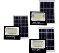CLICLED Faro Led da Esterno Solare 200 Watt Luce Fredda, 3 Pezzi Luci Solari da Giardino con Pannello Solare, Sensore Crepuscolare e Telecomando