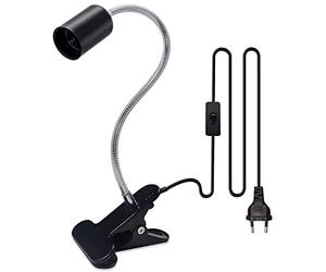 CLICLED Portalampada E27 Con Pinza Morsetto Con Interruttore Lampada Acquario Scrivania