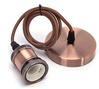 CLICLED Portalampada Vintage Bronzo Lampada a Sospensione Effetto Metallo 2M Attacco E27 Industrial 60W