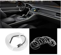 CLICLED Striscia LED Interni Auto Bianca 5 Metri Filo EL Wire Luce Ambientale 12V Illuminazione Decorativa Presa Accendisigari Plug & Play Neon Flessibile Luce Fredda per Cruscotto Abitacolo 03037