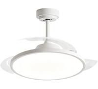 CLICLED Ventilatore da Soffitto con Luce Led e Pale Retrattili 80W | 4 Pale Retrattili a Scomparsa, Plafoniera 50 cm, Tre Temperature di Luce, Ultra Slim, Silenzioso