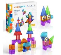 Clics Cubo Creative Pack 22pcs | 3D Magnetic Solid Blocks | 10 Geometric Shapes | Si collega su 6 facce | Giocattolo da costruzione STEM da 3 anni | Non tegole piatte