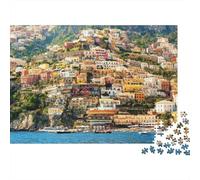 Cliff Houses Jigsaw Puzzle 1000 Pezzi Riciclato Coastal Town Puzzles for Bambini Genitore-Figlio Gioco Accessori Sviluppo Bambini‘s Intelligenza Educativo 38x26cm/1000pcs