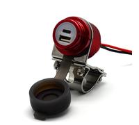 Cliff Top 36 W PD USB-C e QC 3.0 Caricabatteria USB per manubrio da moto in alluminio per manubrio da 7/8" e 1" - Previene lo sgonfiamento della batteria (rosso)