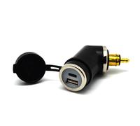Cliff Top Adattatore DIN USB 36W PD USB-C e QC 3.0 - Presa USB per Moto Hella DIN, Compatibile con BMW, Ducati, Triumph (Angolo Corto)