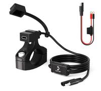 Cliff Top Caricatore USB impermeabile per moto, 18 W, PD USB-C, ricarica rapida, adattatore SAE a USB-C, porta USB con supporto per manubrio da 22 a 32 mm, per moto, scooter, ATV, dispositivi