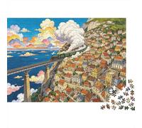 Cliffside Town Senior Jigsaw Puzzles 1000 Pezzi Recycled Fantasy Italy Jigsaw Jigsaw Puzzles Jigsaw Accessorio per Gioco di Puzzle Family Gaming Time Sfida di Gioco Educativo Gift 70x50cm/1000pcs
