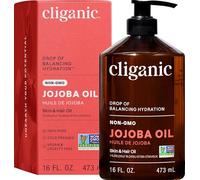 Cliganic Olio di Jojoba puro 100%, 480ml - Naturale pressato a freddo e non raffinato, per capelli e viso utilizzabile anche come olio per massaggi