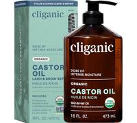 Cliganic Olio di Ricino Biologico, puro al 100% (500ml con kit per ciglia), per ciglia, sopracciglia, capelli e pelle, naturale pressato a freddo non raffinato esano