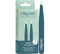 Cliganic Pinzette professionali per sopracciglia con punta obliqua, di precisione, per uomini e donne, in acciaio inossidabile, ideali per strappare i peli del mento del viso (blu, 2 pezzi)