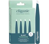 Cliganic Pinzette professionali per sopracciglia con punta obliqua, di precisione, per uomini e donne, in acciaio inossidabile, ideali per strappare i peli del mento del viso (blu, 4 pezzi)