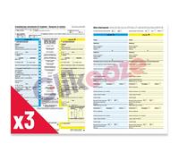Clikeaze Constatazione Amichevole di Incidente x3 Moduli CAI - 4 Copie Autoricalcanti Ciascuno - per Denuncia di Sinistro - Modulo Blu Conforme alle Normative