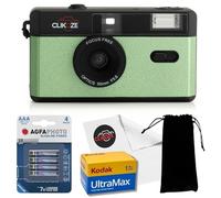 Clikoze Kit di base per fotocamera a mezza cornice, 35 mm, con pellicola Kodak Ultramax da 36 Exp, custodia, 4 batterie AAA e panno per lenti, colore: verde salvia