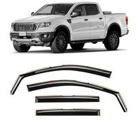 CLIM ART Incasso Deflettori antiturbo Compatibile con Ford Ranger 2011-2022 - Accessori Auto - Deflettori finestrini - Deflettore Aria Auto - Protezione Meteo - Facilità di Installazione -4Pz