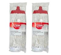 Clim Profesional Mop industriale Kentucky compatto in cotone bianco extra da 350 grammi, confezione da 2 pezzi. Pulisce grandi superfici in modo efficiente senza bisogno di pinza