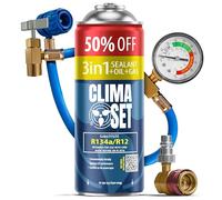 Clima Set Sostituto Gas R134a 3in1 1x235 g + tubo e adattatore per Climatizzatore Auto 1995-2016 - Refrigerante per Climatizzatore Auto - Gas per Climatizzatore Auto