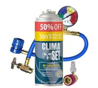 Clima Set Sostituzione per gas R134a 3 in 1 1 x 235 g + tubo e adattatore per aria condizionata auto 1995-2016 - Refrigeratore per climatizzatore automobilistico - Gas per climatizzatore auto