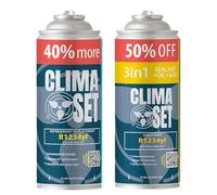 ClimaSet 3 in 1 R1234yf refrigerante gas di ricambio - refrigerante per auto con sigillante climatico e olio - bombola del gas 2 x 325 g - set di ricarica per aria condizionata auto - aria