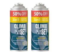 ClimaSet 3 in 1 R1234yf refrigerante gas di ricambio - refrigerante per auto con sigillante e olio - bombola del gas 2 x 235 g - set di ricarica per aria condizionata auto - aria condizionata camper -