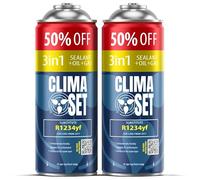 ClimaSet 3in1 R1234yf Gas refrigerante sostitutivo - Liquido refrigerante per climatizzatore auto con sigillante per climatizzatore e olio - Bombola di gas 2x235 g - Kit di ricarica per climatizzatore