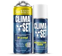 ClimaSet - Ricarica aria condizionata 3 in 1 R 1234yf, olio, sigillante per perdite e detergente per aria condizionata - Kit Ricarica Gas AC - Kit Ricarica Climatizzatore Auto - 170 g