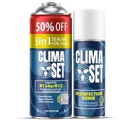 ClimaSet - Ricarica gas 3 in 1 r134a, olio, sigillante perdite XL e detergente per climatizzatore - Kit Ricarica Gas AC - Kit Ricarica Climatizzatore Auto - 235 g