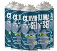CLIMASET Sostitutiva del gas R134a R12 - Gas aria condizionata auto - kit ricarica clima auto - refrigerante R134a - 5 x bombolette - ricarica aria condizionata auto - ECO