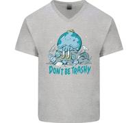 Climate Change Don'T Be Trashy Ambiente Uomo Scollo A V Cotone T-Shirt