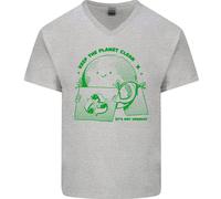 Climate Change Mantenere Il Planet Clean Uomo Scollo A V Cotone T-Shirt
