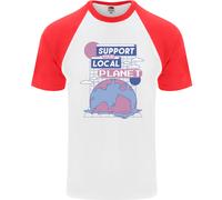 Climate Change Sostegno Tuo Locale Planet Uomo S/S Baseball T-Shirt