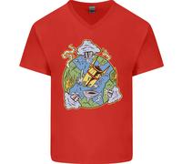 Climate Change Terra Distruzione Nuclear War Uomo Scollo A V Cotone T-Shirt