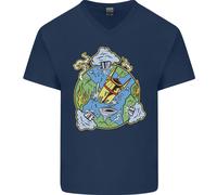 Climate Change Terra Distruzione Nuclear War Uomo Scollo A V Cotone T-Shirt