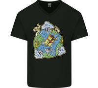 Climate Change Terra Distruzione Nuclear War Uomo Scollo A V Cotone T-Shirt