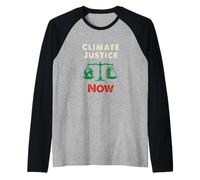 Climate Justice Now - Potente Dichiarazione di Maglia con Maniche Raglan