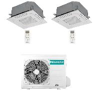 Climatizzatore Condizionatore Hisense Cassetta 4 vie R32 Dual Split Inverter 12000 + 12000 BTU con U.E. 2AMW52U4RXC NOVIT
