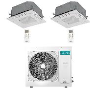 Climatizzatore Condizionatore Hisense Cassetta 4 vie R32 Dual Split Inverter 12000 + 12000 BTU con U.E. 3AMW62U4RJC NOVIT