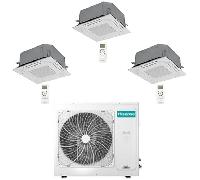 Climatizzatore Condizionatore Hisense Cassetta 4 vie R32 Trial Split Inverter 9000 + 9000 + 12000 BTU con U.E. 3AMW52U4RJC NOVIT