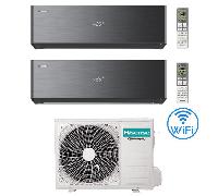 Climatizzatore Condizionatore Hisense Energy Pro X BLACK Wifi R32 Dual Split Inverter 12000 + 18000 BTU con U.E. 3AMW62U4RJC Classe A++/A+