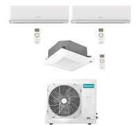 Climatizzatore Condizionatore Hisense Energy Ultra Ecosense più Cassetta 4 vie R32 Trial Split Inverter 9000 + 9000 + 12000 BTU con U.E. 3AMW72U4RJC
