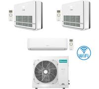 Climatizzatore Condizionatore Hisense R32 Trial Split Inverter Hi Comfort Wifi più Console 9000 + 12000 + 12000 BTU con U.E. 4AMW81U4RJC Classe A++/A+