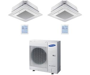 Climatizzatore Condizionatore Inverter Dual Split R32 Samsung Mini Cassetta 4 Vie Windfree 18000 + 18000 BTU con U.E. AJ080TXJ4KG/EU