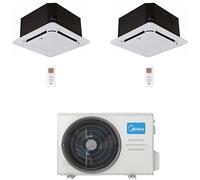 Climatizzatore Condizionatore Midea Cassetta 4 vie Compatta R32 Dual Split Inverter 12000 + 12000 BTU con U.E. M3OG-21HFN8-Q Classe A++/A+