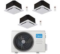 Climatizzatore Condizionatore Midea Cassetta 4 vie Compatta R32 Trial Split Inverter 12000 + 12000 + 12000 BTU con U.E. M4OE-28HFN8-Q Classe A++/A+