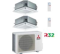 Climatizzatore Condizionatore Mitsubishi Cassetta R32 SLZ-M Dual Split Inverter 9000 + 9000 BTU con U.E. MXZ-2F53VF Classe A+++/A++